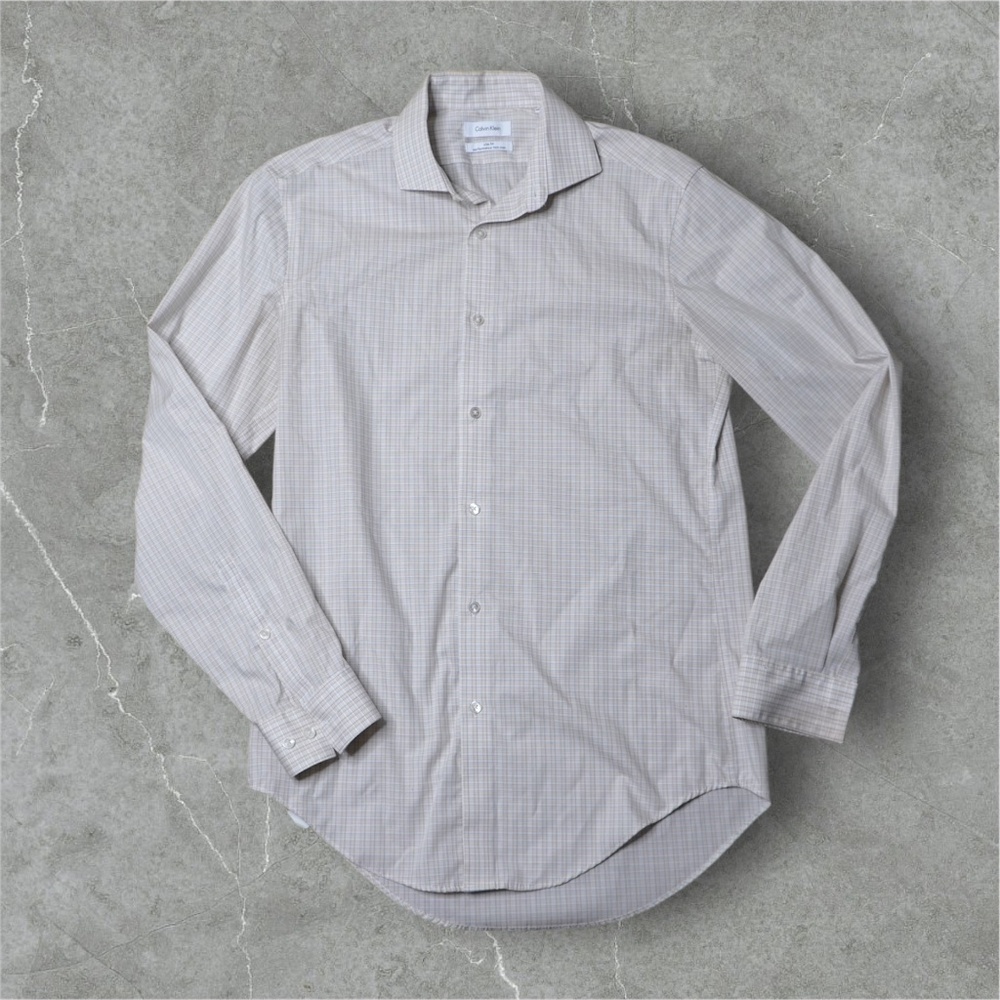 Calvin Klein Slim Fit Performance Non Iron Button Up Shirt Cotton 14.5 32/33